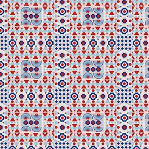 Blue and red geometry  pillow