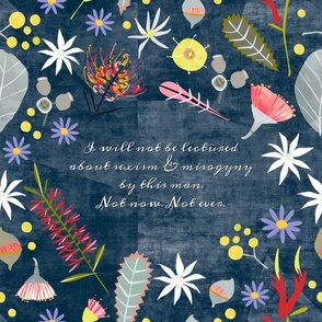 Misogyny speech floral fabric navy