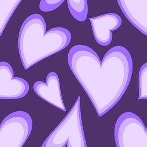 Tri-tone Hearts, Purple on Dark Purple, large