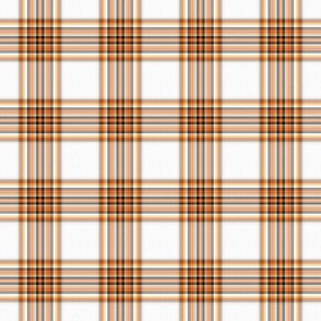White, Black, and Orange Plaid - Small Scale for Apparel and Quilting