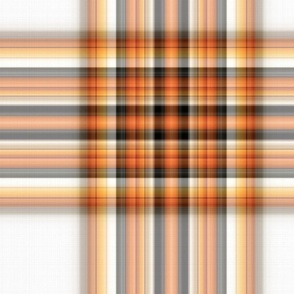 White, Black, and Orange Plaid - Extra Large Scale for Wallpaper and Home Decor