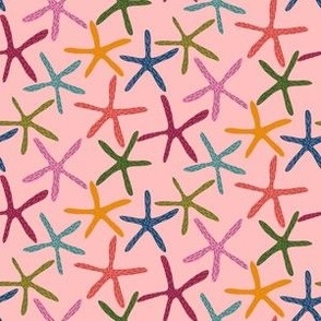 Rainbow Starfish On A Pink Background - Small - 6x6