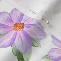 Large Scale Lavender Watercolor Flowers