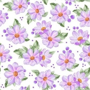 Medium Scale Lavender Watercolor Flowers