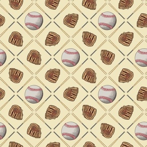 Baseball - Balls, Bats and Gloves - Ivory