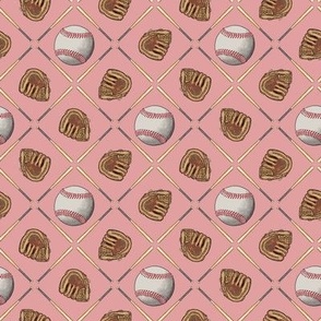 Baseball - Balls_ Bats and Gloves -Dusty Pink