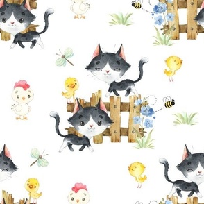 Farm Animals Cat Chicken Rooster Baby Nursery 