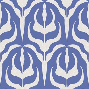 Zebra deco botanicals in white and blue - large