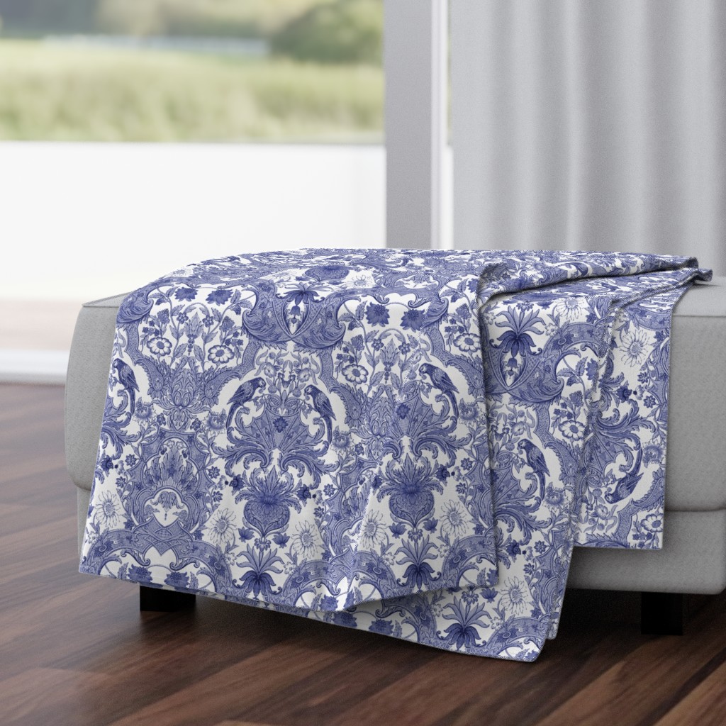 Parrot Damask ~ Blue and White