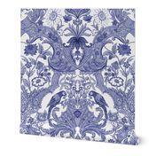 Parrot Damask ~ Blue and White