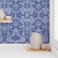 Phoenix Damask ~ Blue & White