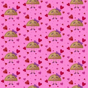 Pink Female Taco  Red  Hearts Valentine