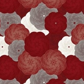 Art Deco Red, Grey, and White Spiral Roses