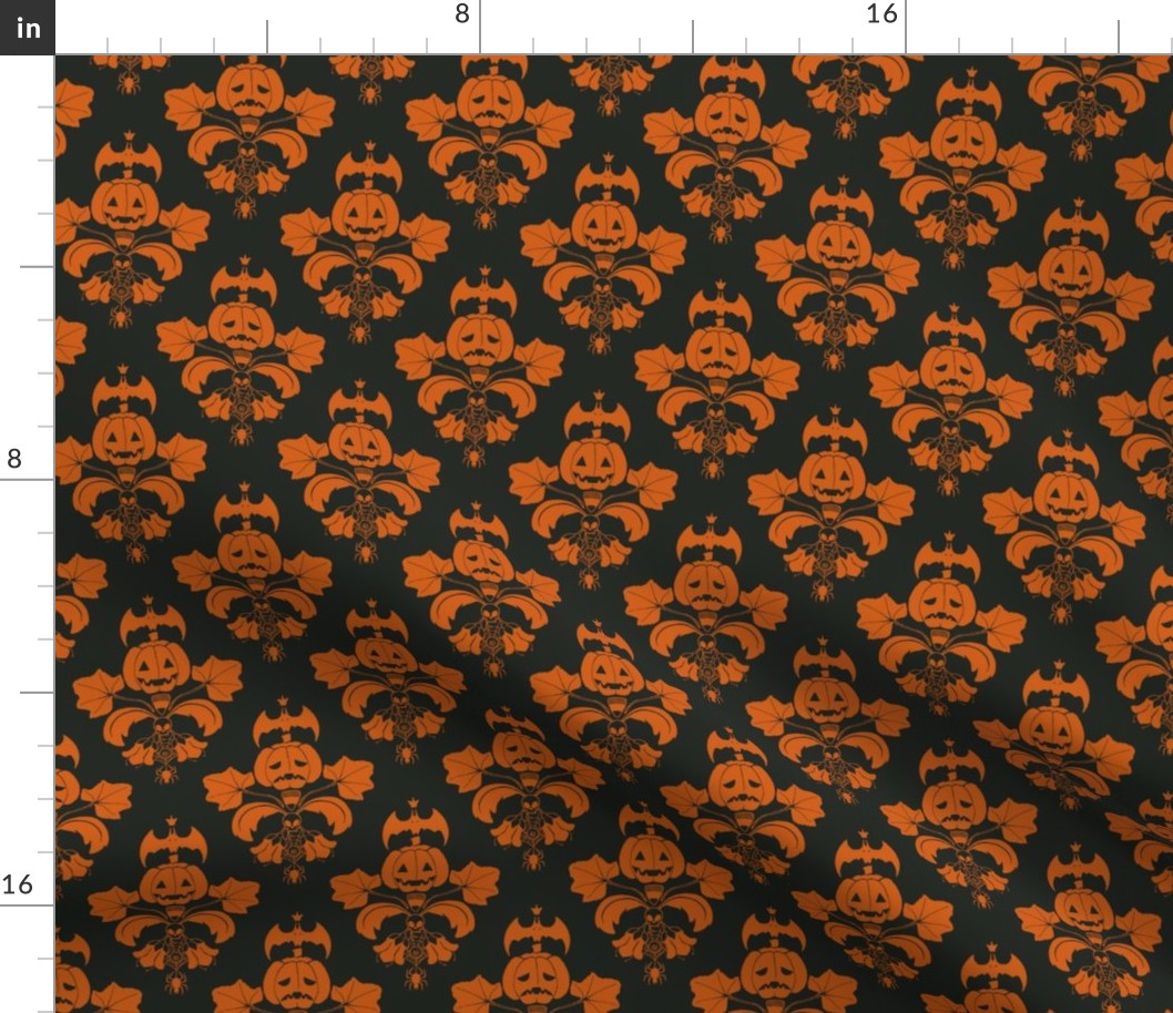 Jack O Lantern Damask Black/Orange