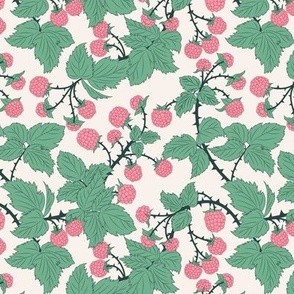 Mini Vintage Raspberry Brambles with Dark Sea Green Leaves