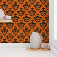 Jack O Lantern Damask Orange/Black