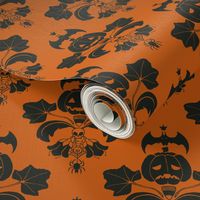 Jack O Lantern Damask Orange/Black