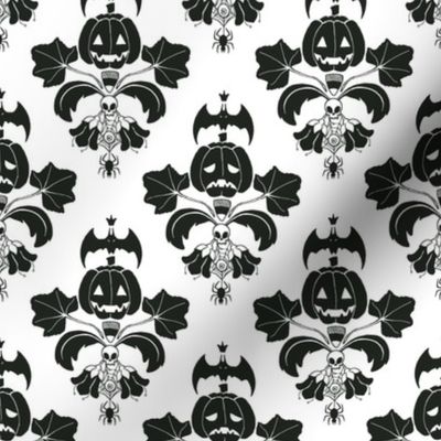 Jack O Lantern Damask White/Black