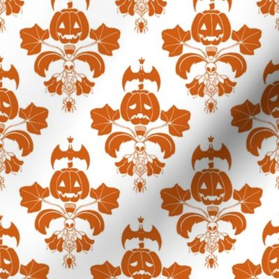 Jack O Lantern Damask White/Orange