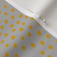 Spotty Dots, Dandelion Mustard Yellow on Light Grey