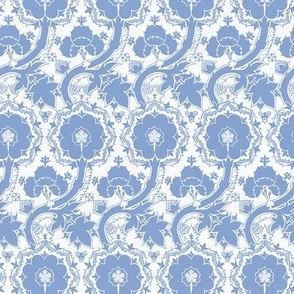 Decorative Italian Renaissance Textile Design - in Wedgewood Blue - Coordinate