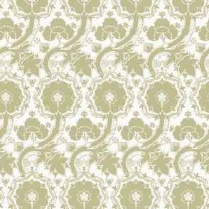 Decorative Italian Renaissance Textile Design - in Sage Green - Coordinate