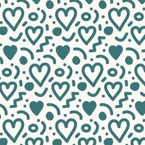 Valentines Quirky Love Green on White