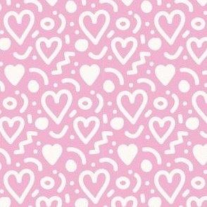 Valentines Quirky Love White on Pink