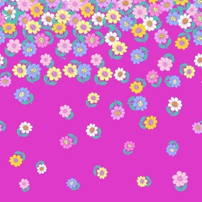  tiny daisies scattered -on fuschia