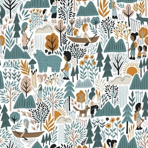 A walk in the woods (teal and gray)