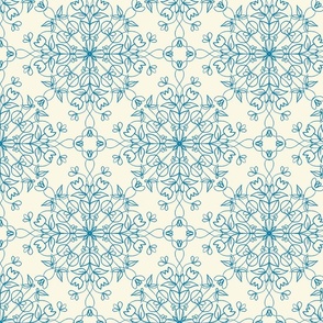 Elegant Minimalist Tulip Tile: Azure & Cream Floral Design 2x2