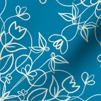 Azure & Cream Tulip Line Art: Minimalist Floral Elegance