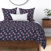 Hydrangea romantic floral watercolor Red navy Small