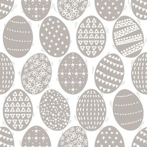 Beige grey and white Easter eggs ornaments pattern