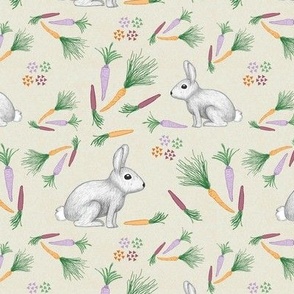 Bunny Rabbits & Carrots, Easter, 6 inch