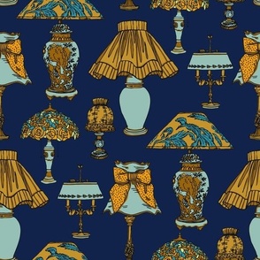 Lamps luxury empire blue/ mustard