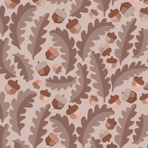 Oak leaves Acorn Earth Tones Warm