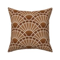 Serene Sunshine- Scalloped Sun- Geometric Art Deco- Earth Tone- Brown- Copper- Caramel- Beige- Summer- Fall- Autumn- Large Wallpaper