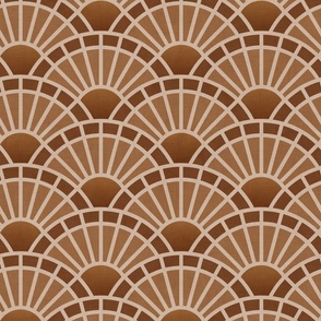 Serene Sunshine- Scalloped Sun- Geometric Art Deco- Earth Tone- Brown- Copper- Caramel- Beige- Summer- Fall- Autumn- Large Wallpaper