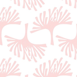 light coral and white abstract leaves - block print botanical - coral leaves fabric and wallpaper