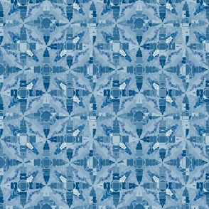 blue mosaic tiling with distressed effects by rysunki_malunki