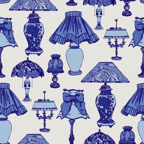 Lamps shabby chic blue delft 