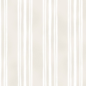 White Irregular Ticking Stripes on Neutral Beige - Extra Large Scale