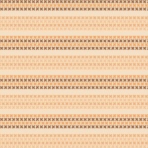Cross Stitch Stripe | Small Scale | Retro Orange Brown