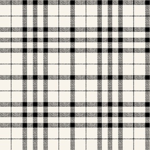 Monochrome plaid black on eggshell - Medium scale