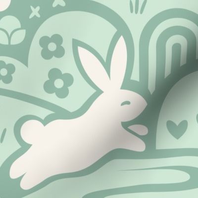 Bunny Rabbit Dreamland | X-Large Scale | Mint Sage