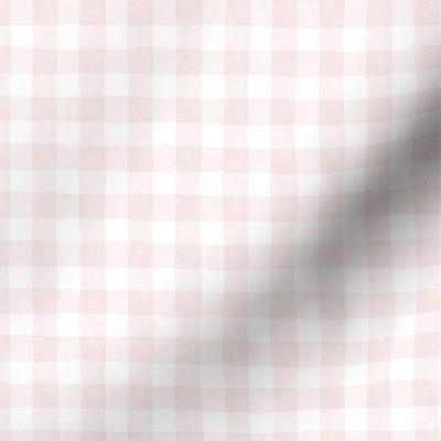 Gingham Checks in Barely There Pastel Blush Pink and White - Small Scale
