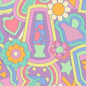 Psychedelic 60's Nostalgia in Faded Pastel Rainbow