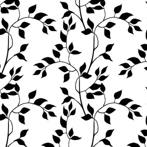 Simple Black On White Leaf Design Smaller Scale