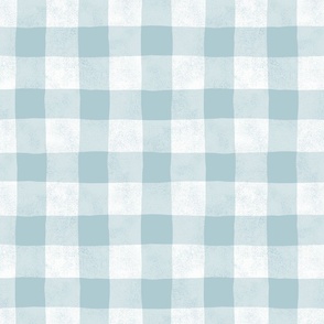 Gingham Checks in Blue Smoke and White - Large Scale